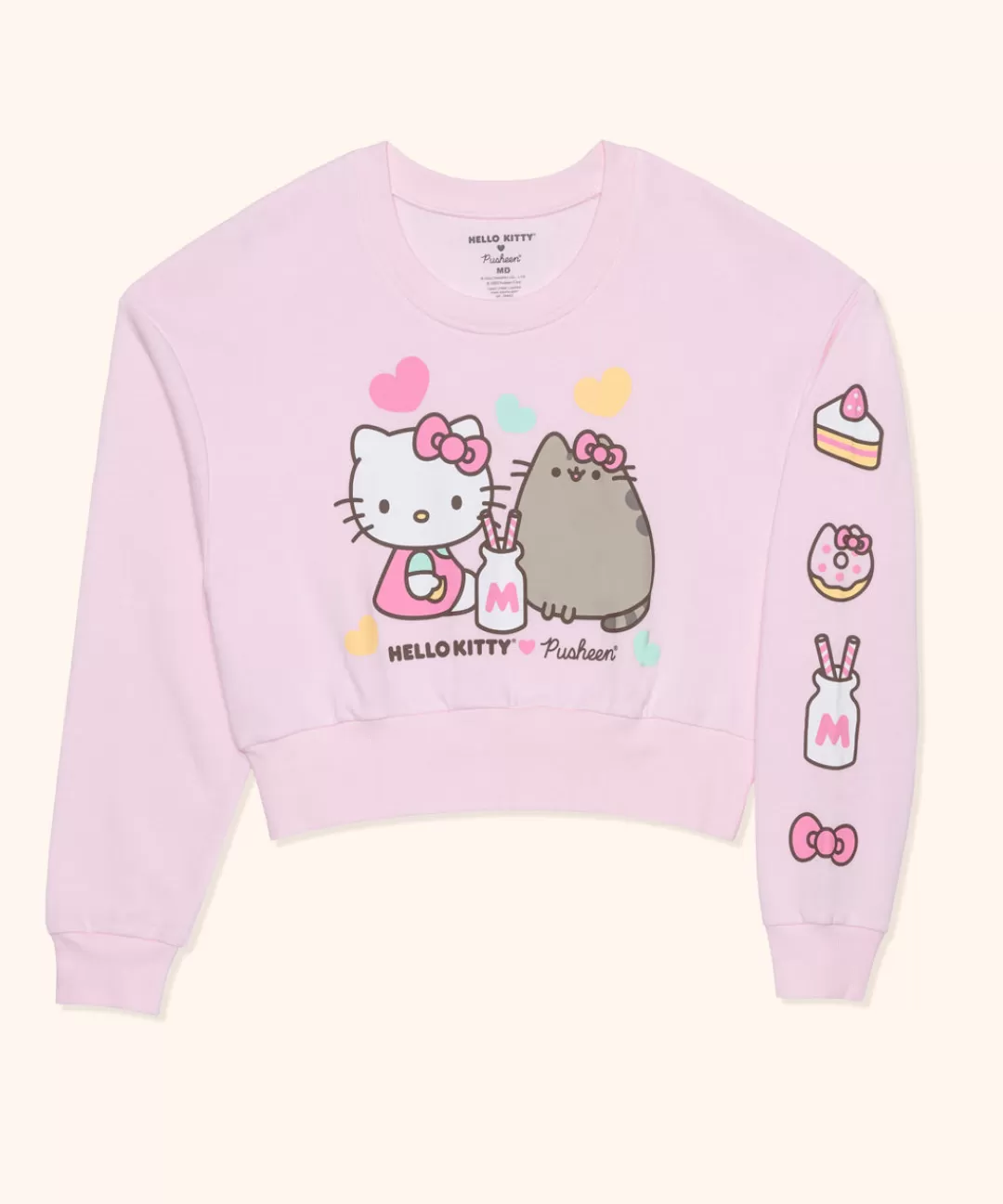 Shop Hybrid Hello Kitty® X Pusheen® Ladies Cropped Sweatshirt