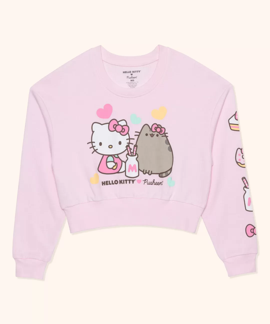 Shop Hybrid Hello Kitty® X Pusheen® Ladies Cropped Sweatshirt
