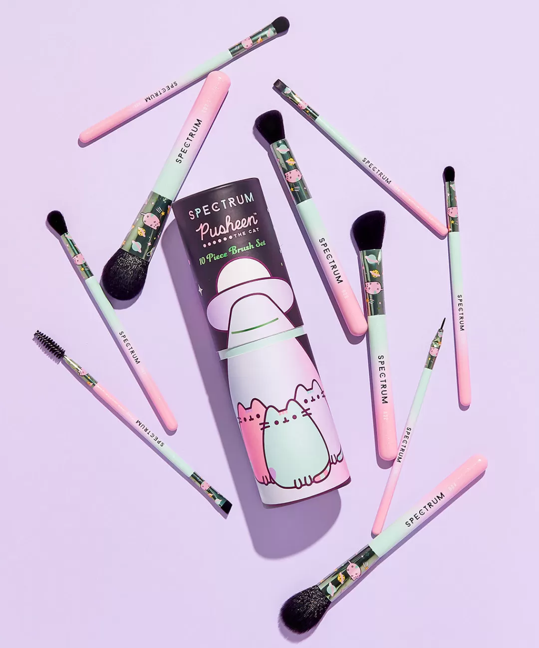 New Spectrum Pastel Pusheen 10-Piece Makeup Brush Set