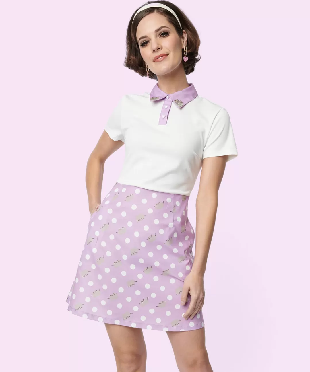 Best Sale Unique Vintage Pusheen Purple Polka Dot Dress